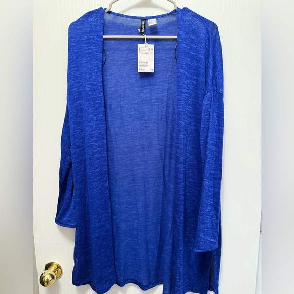 H&M Blue Open Front Cardigan Size Large NWT - Picture 1 of 3
